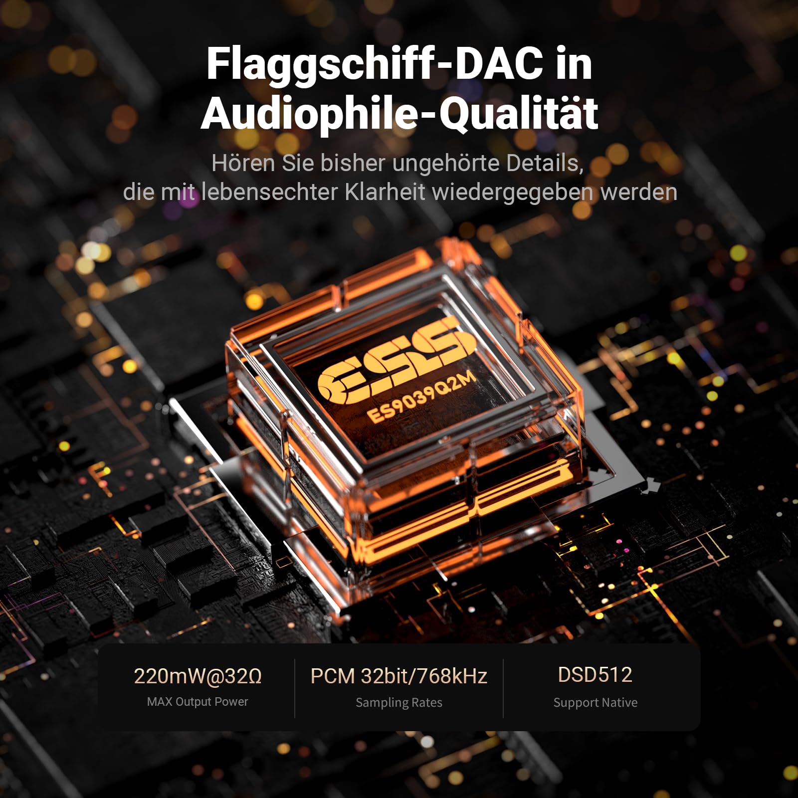 Fosi Audio DS3 USB-C DAC-Verstärker-Dongle, Tragbarer Kopfhörerverstärker mit Gaming 7.1 Spatial Audio,ES9039Q2M XMOS POWERED, DSD512, 3,5 mm Single 4,4 mm Symmetrisch für PC/Telefon/PS5/Switch,Silber