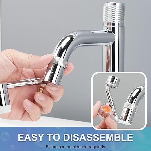 Miniatura 6 de Aireador de grifo que ahorra agua, extensor de grifo, cabezal rociador antisalpicaduras, boquilla de ducha de repuesto para cocina (columpio de 1080)