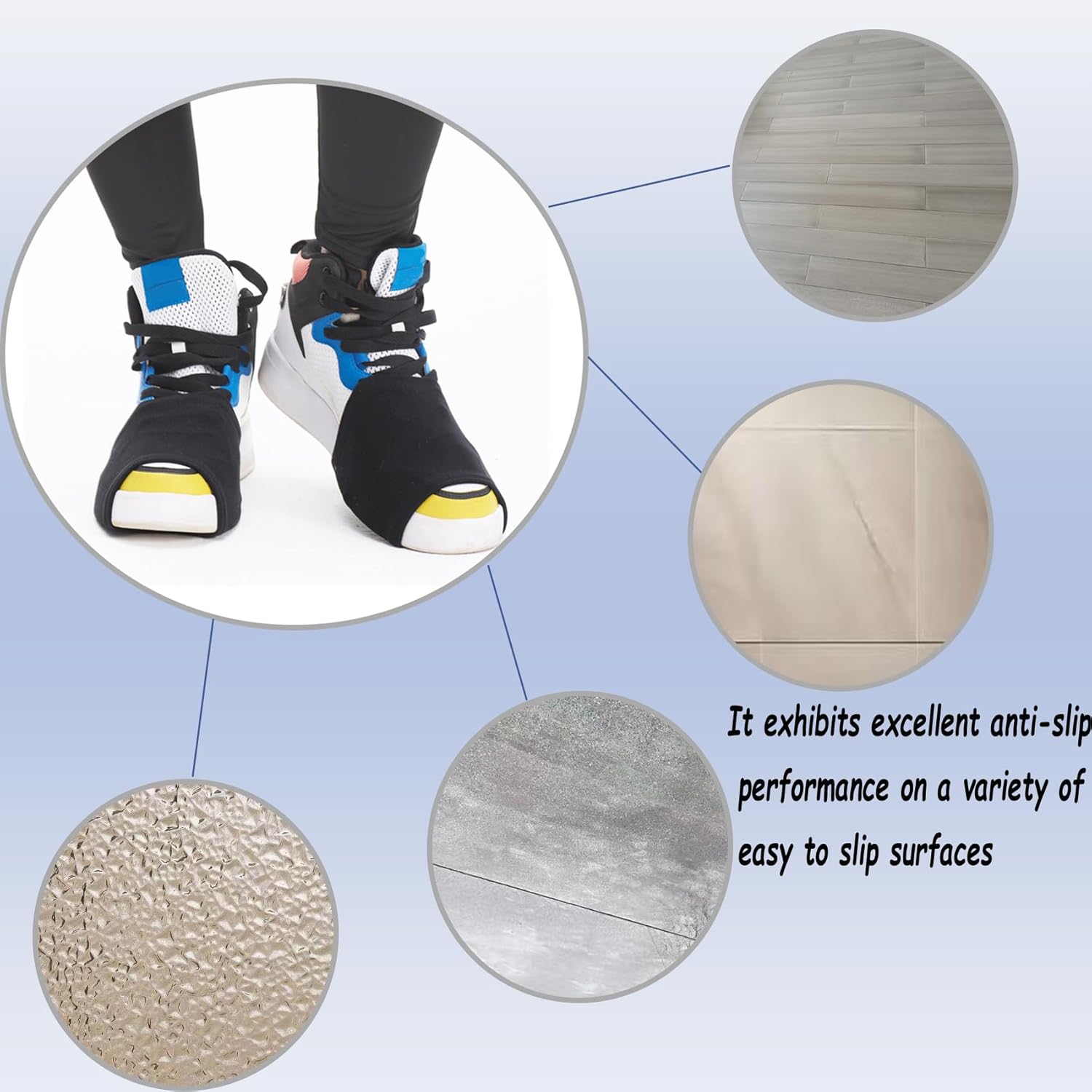 2 Pairs Unisex Over Sneaker Dance Socks,Dance Socks Over Shoes for Dancing on Smooth Floors, Dance Shoe Covers for Women Ballet Dancers Black - Image 4