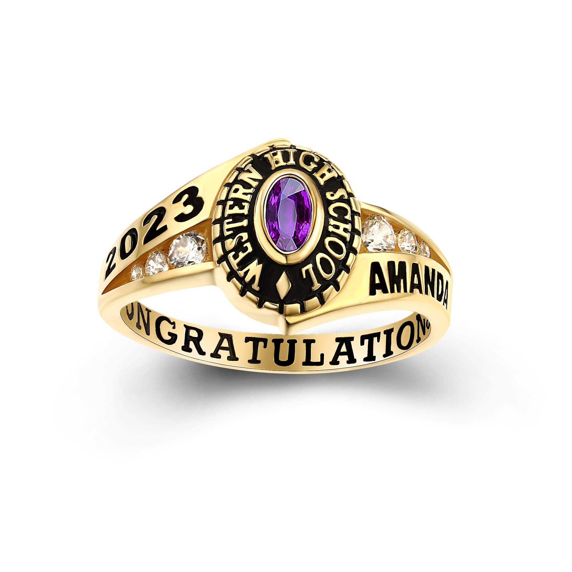 Official Mementos USA Premium American Brand Class Ring for Women – Express 5 Day Option – Pageantry Collection