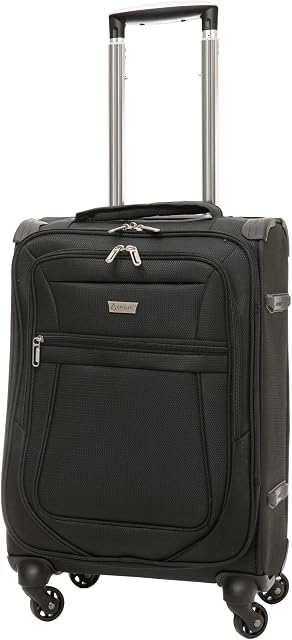 Aerolite Reinforced Super Strong and Light 4 Wheel Lightweight Carry On Hand Cabin Luggage Suitcase, Approved for Ryanair, easyJet, British Airways, Virgin Atlantic and Many More (Black)
