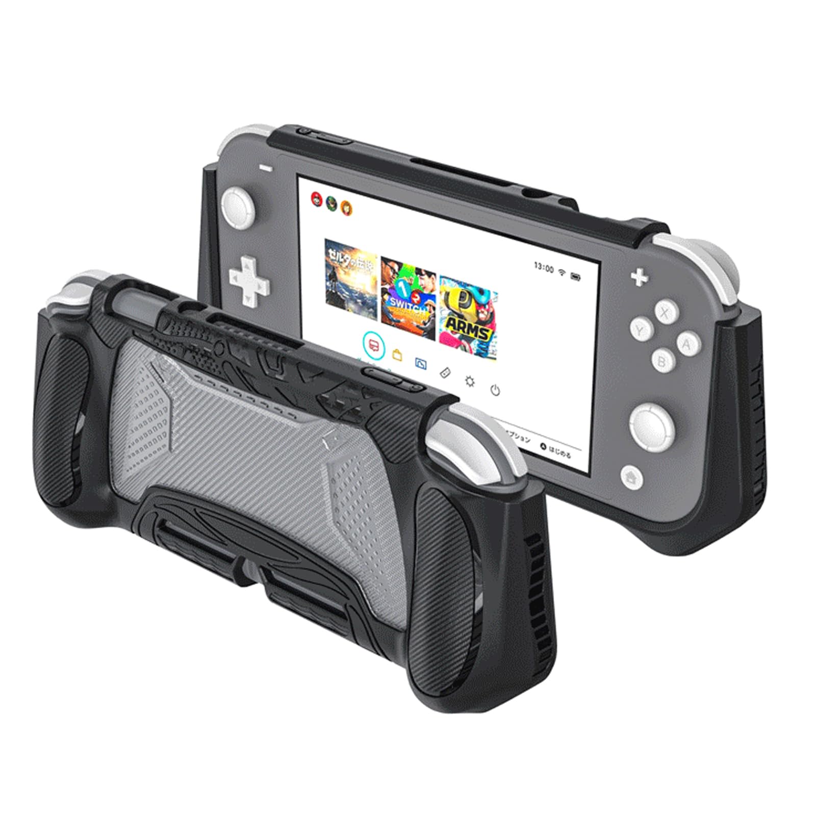 Nintendo Switch Lite Case, Protective Armor Cover with Soft Grip Handle, Ergonomic Design, Black (BLACK)
