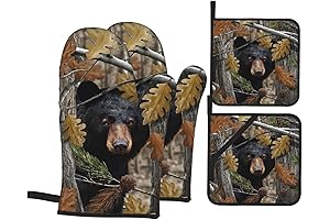 Premium Non-Slip Bear Oven Mitts and Pot Holders for Heat-Resistant Cooking