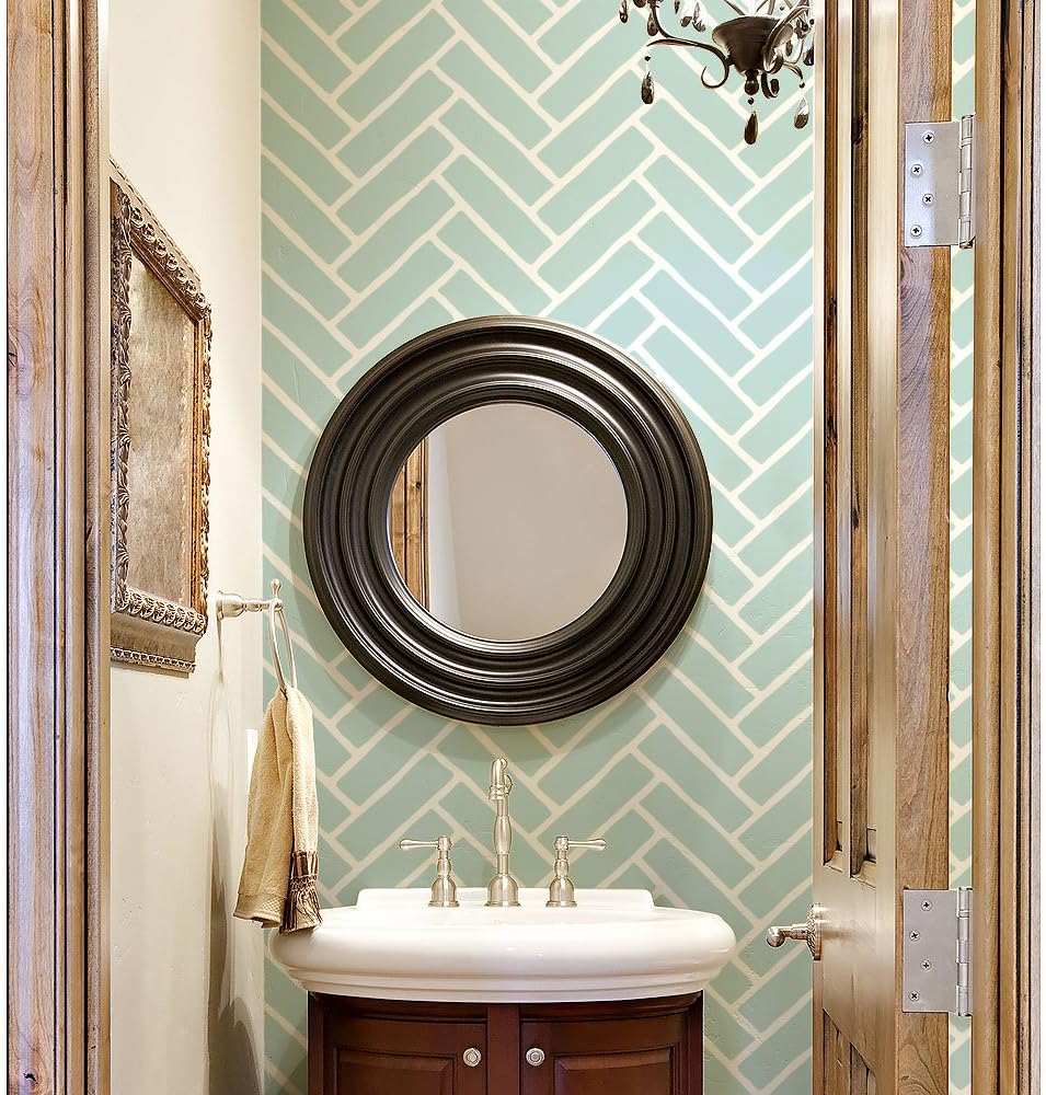 Herringbone Brick Allover Stencil - Wall Painting Stencils for Easy Room Makeover – Large Stencil for Painting Walls – Stenciling Instead of Wallpaper Saves Money – Quality Stencils for Walls