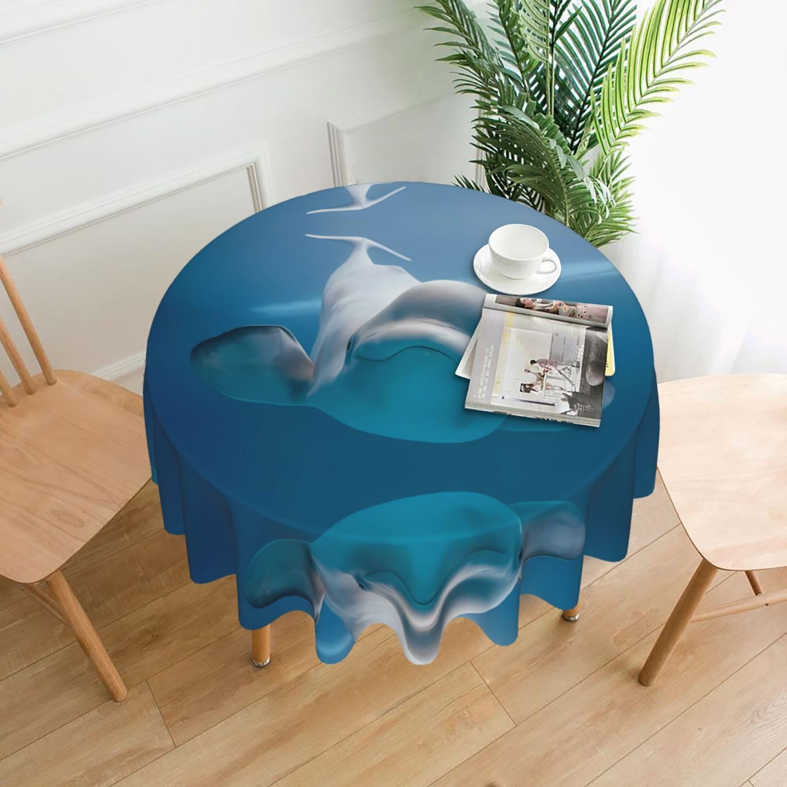 WHJSSF Cute whale Prints Round Decorative Tablecloth 60in - Elevate Your Dining Experience with a Stylish & Protective Table Throw