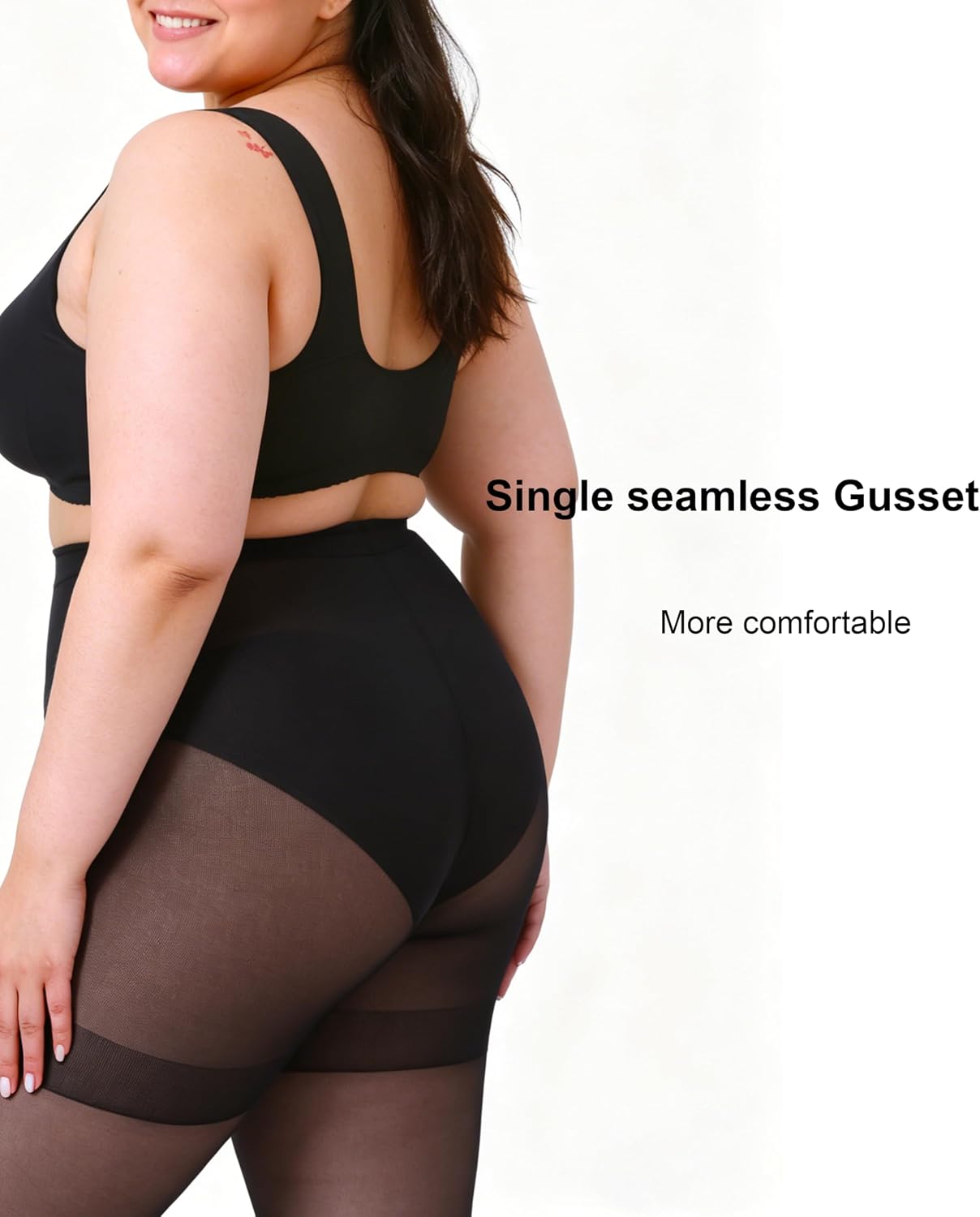 CozyWow 20D Plus Size Sheer Tights for Women, High Waist Ultra Thin Pantyhose with Cotton Gusset & Reinforced Toe 1X-8X