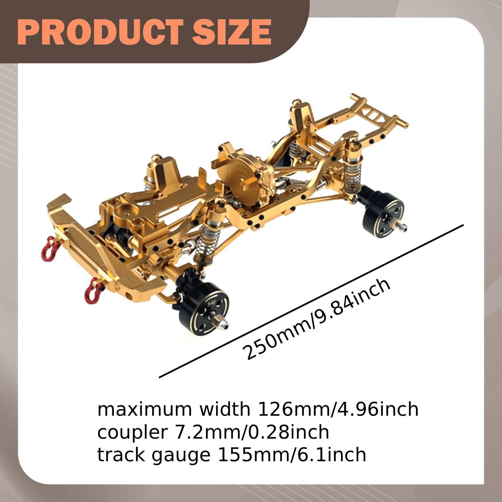 Chasis Metálico para Coche RC 1 18 Bastidor Marco Estructura Estructura Rígida y Duradera con Aluminio 6061 Admite Actualización de Transmisión y, Oro