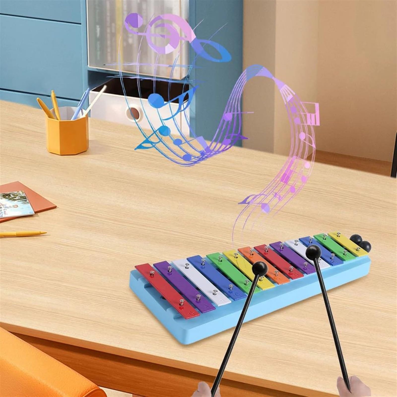 Xilófono De 13 Notas Teclas Metálicas Coloridas Ritmo De Percusión Instrumento Musical Portátil Para Estudiantes Principiantes