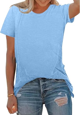 BLACKOO Womens Basic Crewneck Tee Solid Color T Shirts Short Sleeve Summer Tops