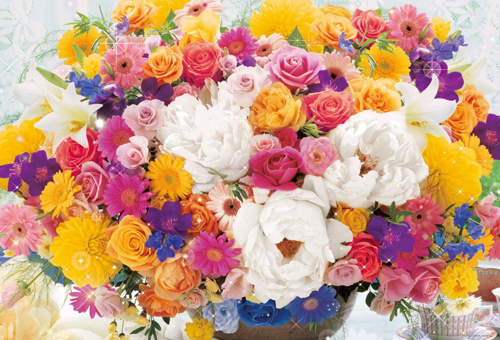 Amazon.co.jp: 1000ピース ジグソーパズル 幸福を運ぶ 七色の花束