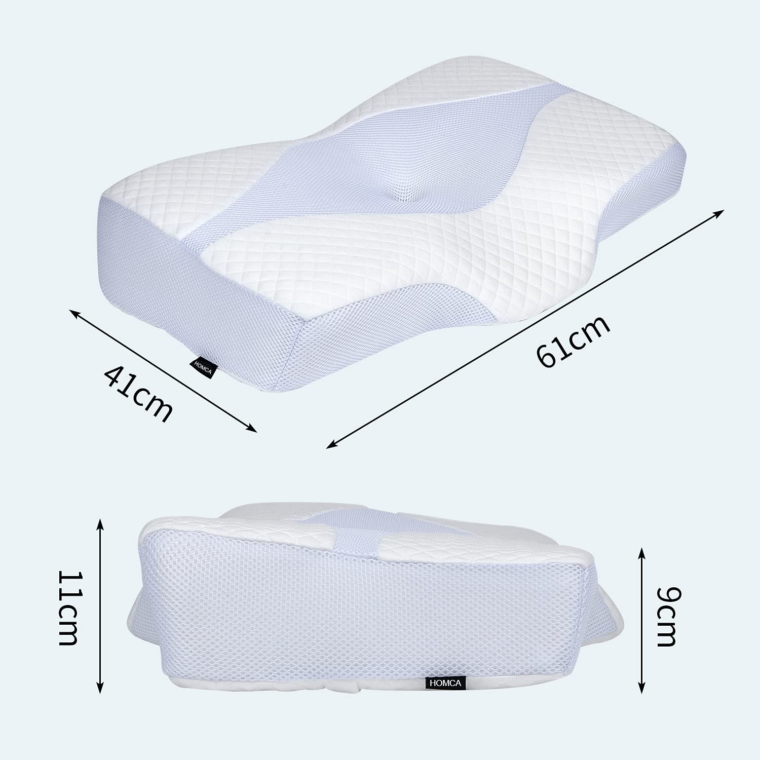 HOMCA Ortopedyczna Poduszka pod Kark z Pianki Pamięciowej, Ergonomiczna Poduszka do łagodzenia Bólu szyi i Ramion, Poduszki Ortopedyczne do Spania na Boku, na Plecach i Brzuchu (Biały)