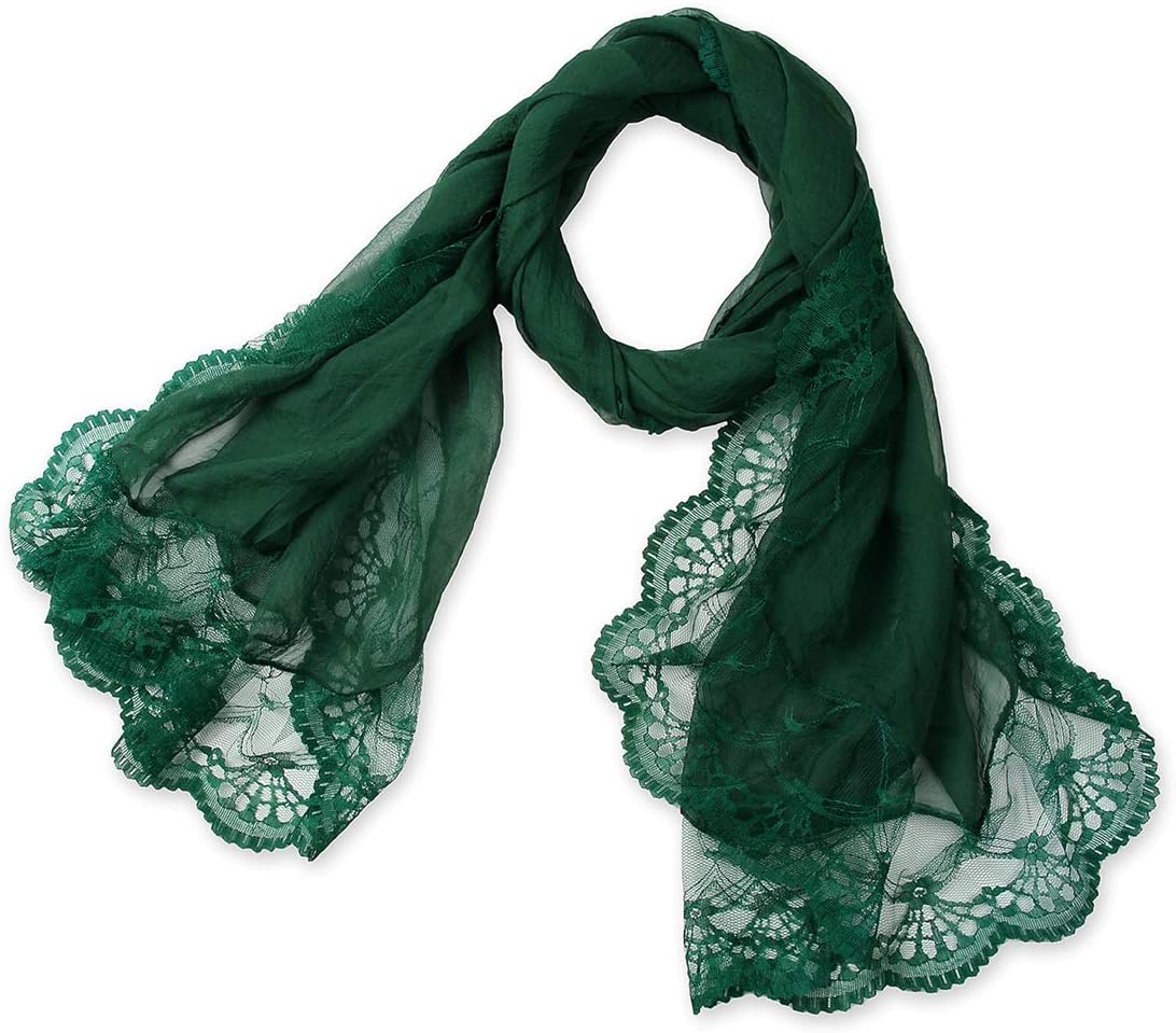 corciovacorciova Chiffon Extra Long Dark Emerald Green Sheer Head Silk Scarf Lightweight Evening Pashmina Shawl and Wrap for Women