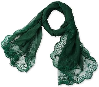corciova Emerald Dark Green Long Women Lace Scarf Lightweight Hunter Pashmina Shawl