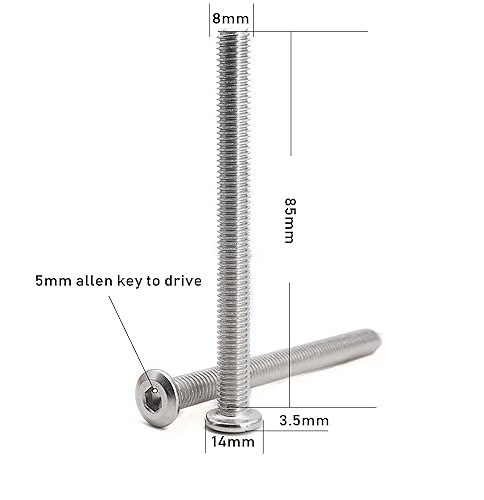 Miniatura 102 de binifiMux 10 unids M6 x 4.724 in Remache Avellanado Socket Cap Tornillos Tornillos Conexión 304 Acero Inoxidable