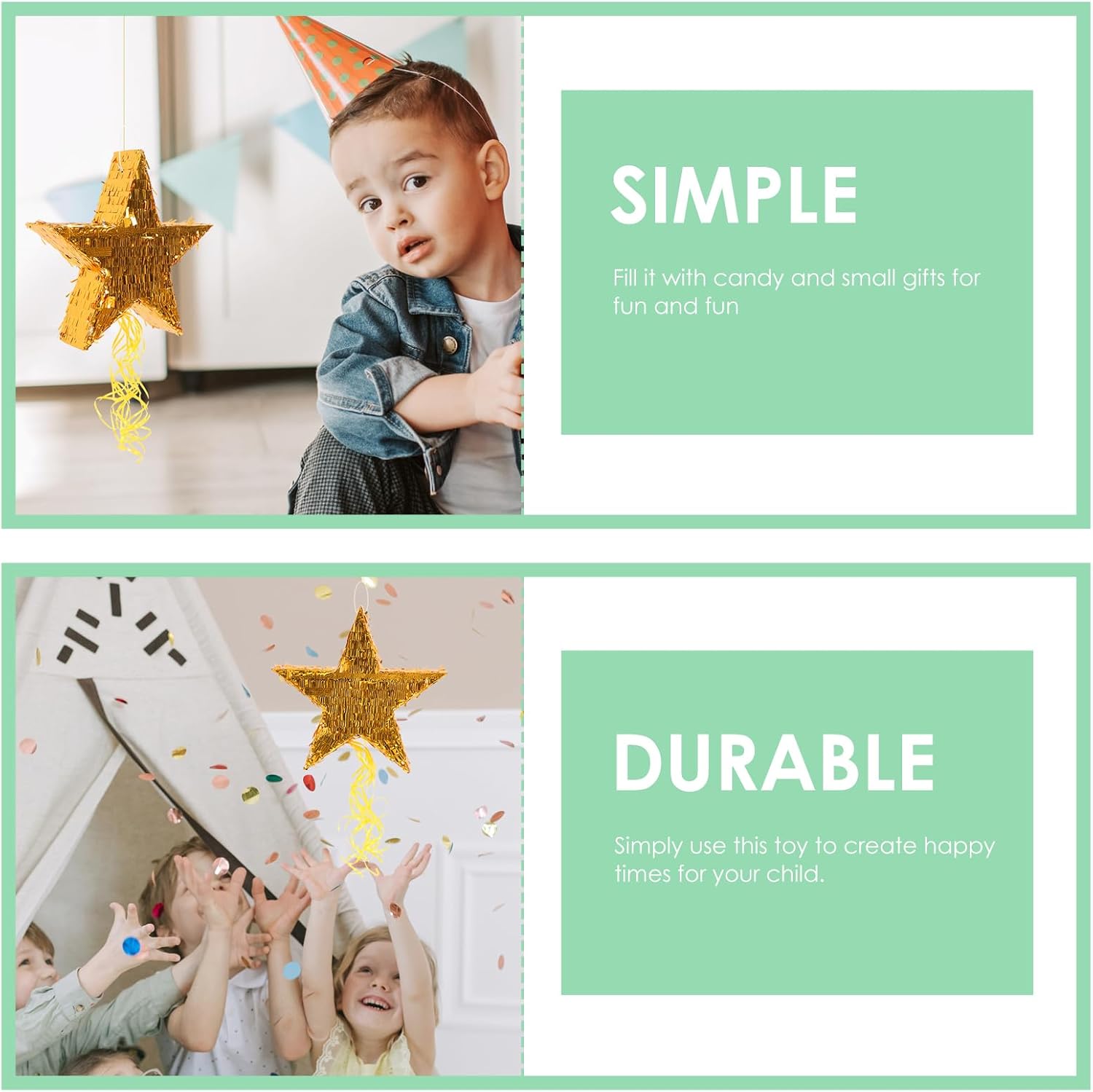SAFIGLE Stereo Piñata Childrens Tylonal Party Favor Party Decoration Birthday Adornment Bride Pinata Three-dimensional Golden Paper Party Pinata Decor