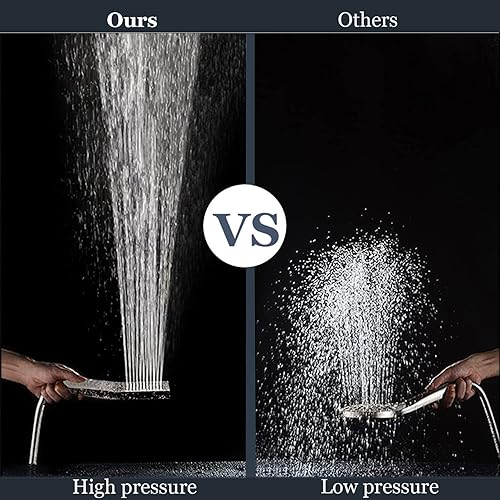 Miniatura 6 de Cabezal de ducha totalmente metálico, cabezal de ducha de lluvia de alta presión de 8 pulgadas con combo de cabezal de mano, 3 ajustes de