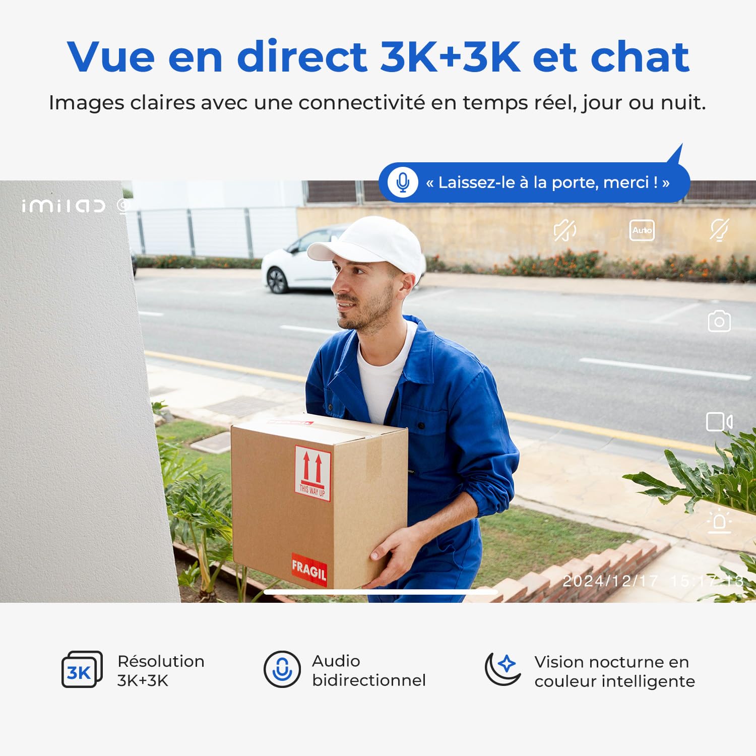IMILAB 6K (5MP+5MP) Caméra Surveillance Extérieure Filaire, Double Objectif WiFi Camera Exterieur 360° Rotation, Work w/Xiaomi Home App, Vision Nocturne, Audio Bidirectionnel—EC6 Dual 3K+3K