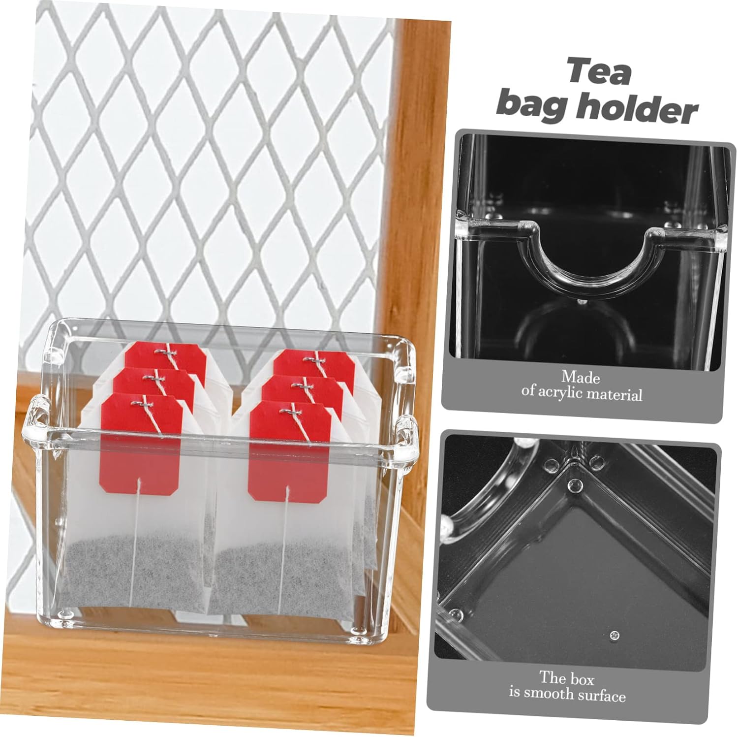 Cabilock 3pcs Acrylic Tea Bag Organizer and Sugar Packet Holder Transparent Small Storage Box for Home Office and Cafe Compact Design Sturdy Structure Lightweight Easy to Move
