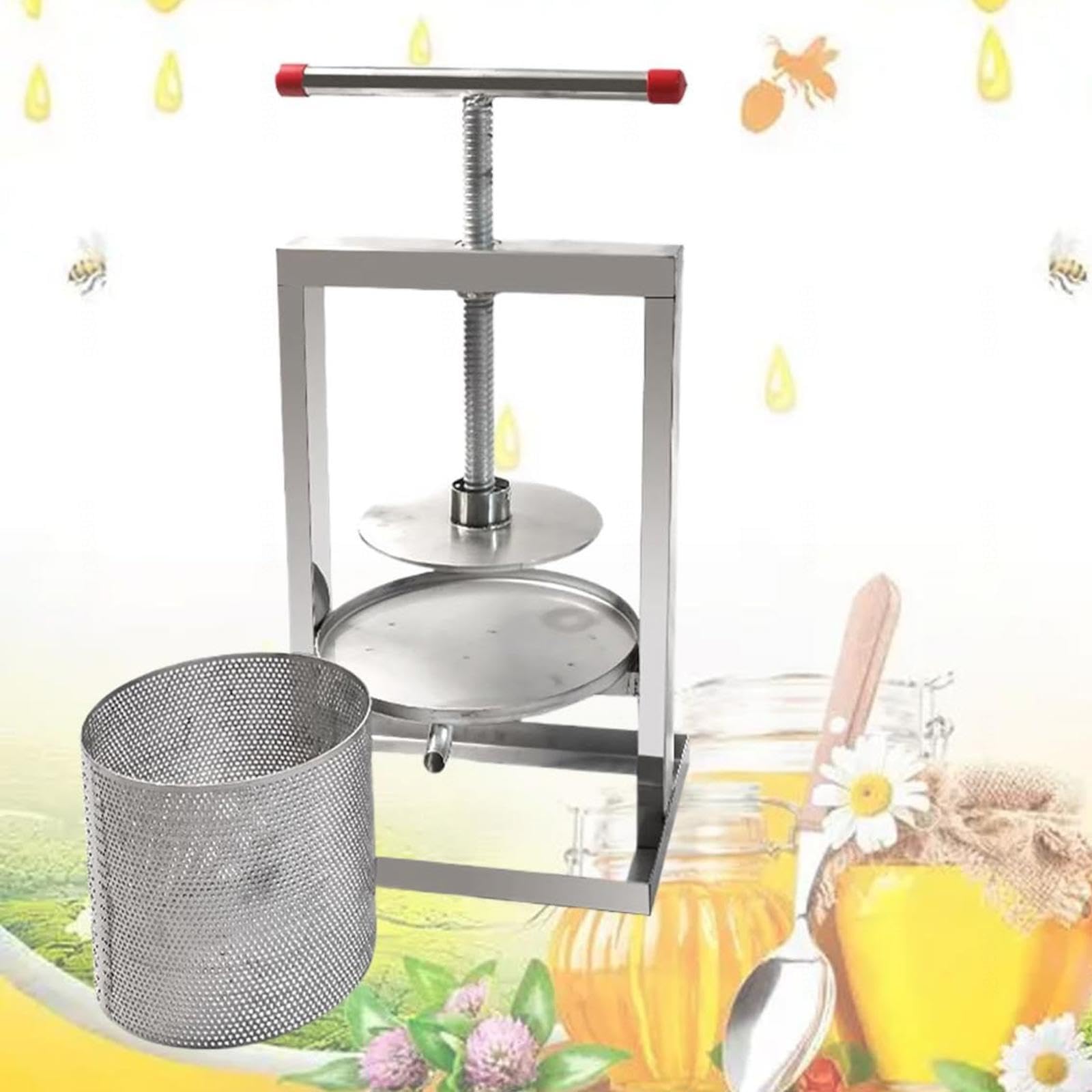estrattore di miele acciaio inox Pressa Manuale per Miele in Acciaio Inox manual honey press extractor Attrezzatura apicoltura per Uva Frutta e Verdura Uso Domestico,8L