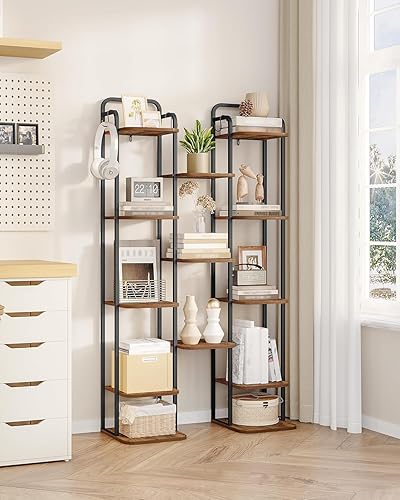 Miniatura 6 de Zapatero Vertical de 8 Niveles, Torre de Zapatos Estrecha, Estante Alto para Zapatos con 2 Ganchos, Estantes Ajustables, Estantes de Esquina para