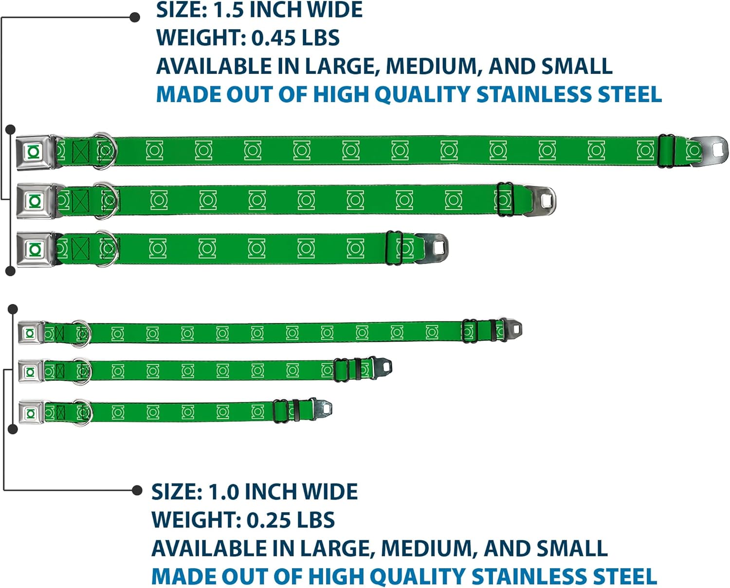 Buckle-Down Seatbelt Buckle Dog Collar - Green Lantern Logo Green/White - 1" Wide - Fits 15-26" Neck - Large
