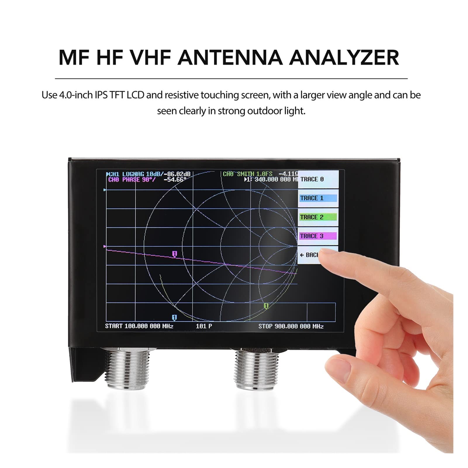 Spektrumanalysator, 4,0/4,3 -Zoll -Bildschirm 3G Vector Network Analyzer SAA-2N VNA V2 Antennenanalysator Shortwave HF VHF UHF Tester(4.3 Inch 5000mAh)