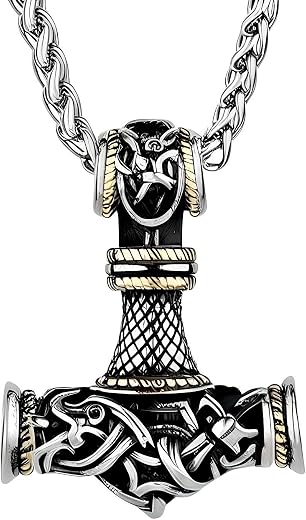 THE MEN THING Pendant for Men - Pure Titanium Steel Pendant Viking Collection with 24inch Round Box Chain for Men &amp; Boys