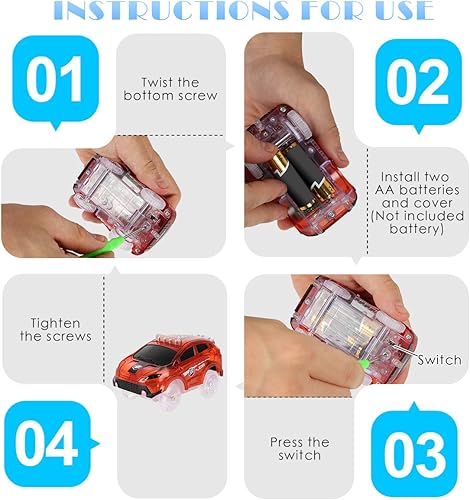 Miniatura 5 de Solo repuestos autos de juguete para la mayoría de pistas que brillan en la oscuridad accesorios de pista de autos de carreras con 5 luces LED