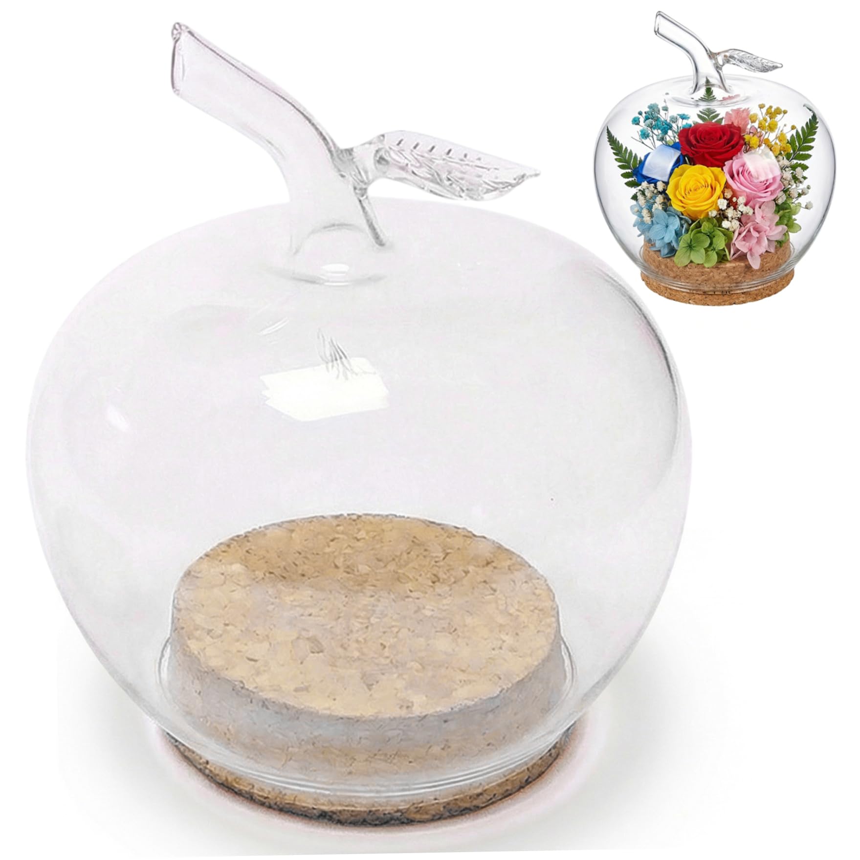 Cloche en verre forme pomme haut de gamme pour l'exposition de bijoux et souvenirs précieux