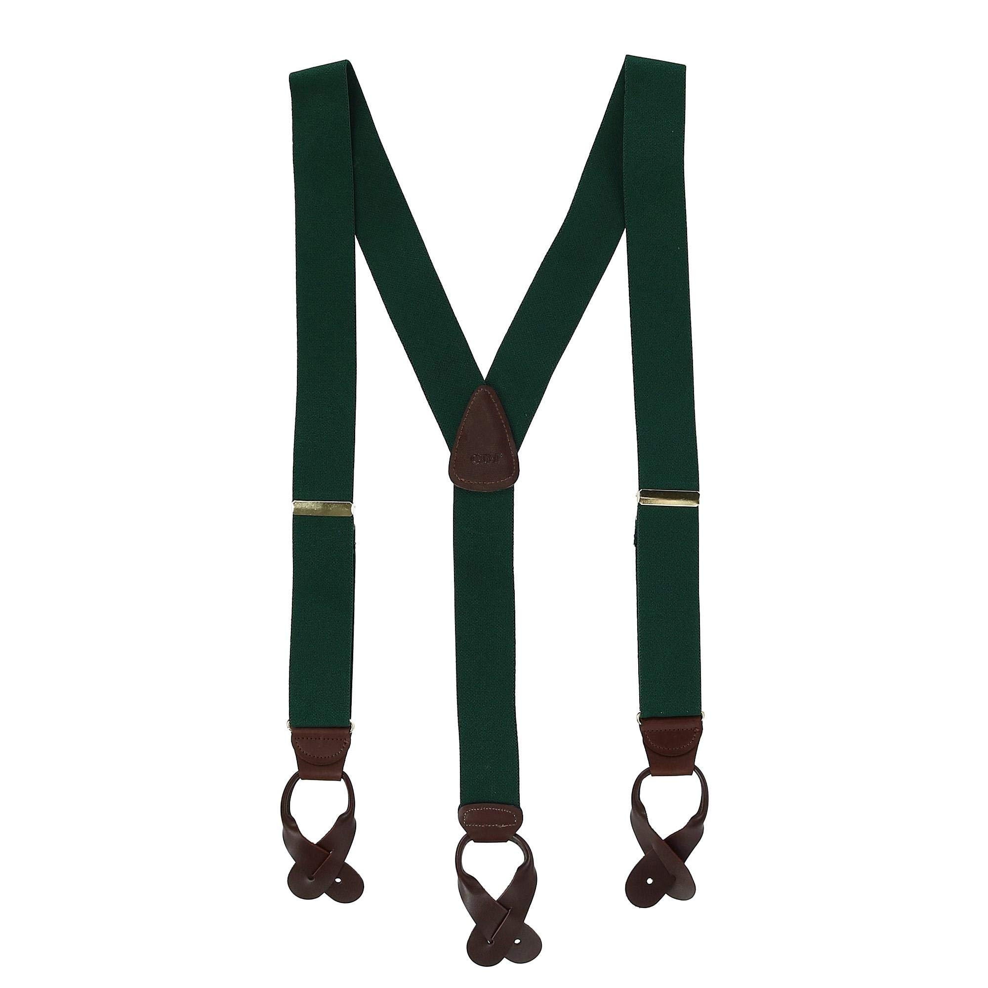 CTM Men's Elastic Button End Braces, Hunter Green