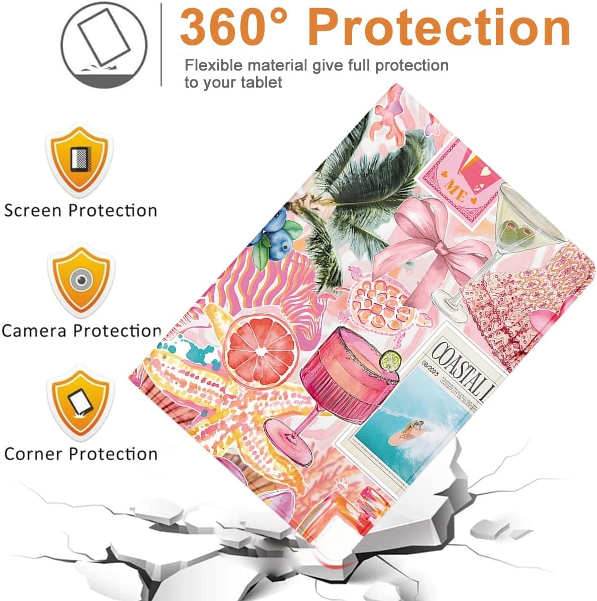 Cute Preppy Tablet Case for iPad (A16) 11th Gene Case 11 Inch 2025/10th 2022 10.9 Inch,Girly Kawaii Aesthetic Cases PU Leather Adjustable Stand Protective Cover Funda for Women Girls