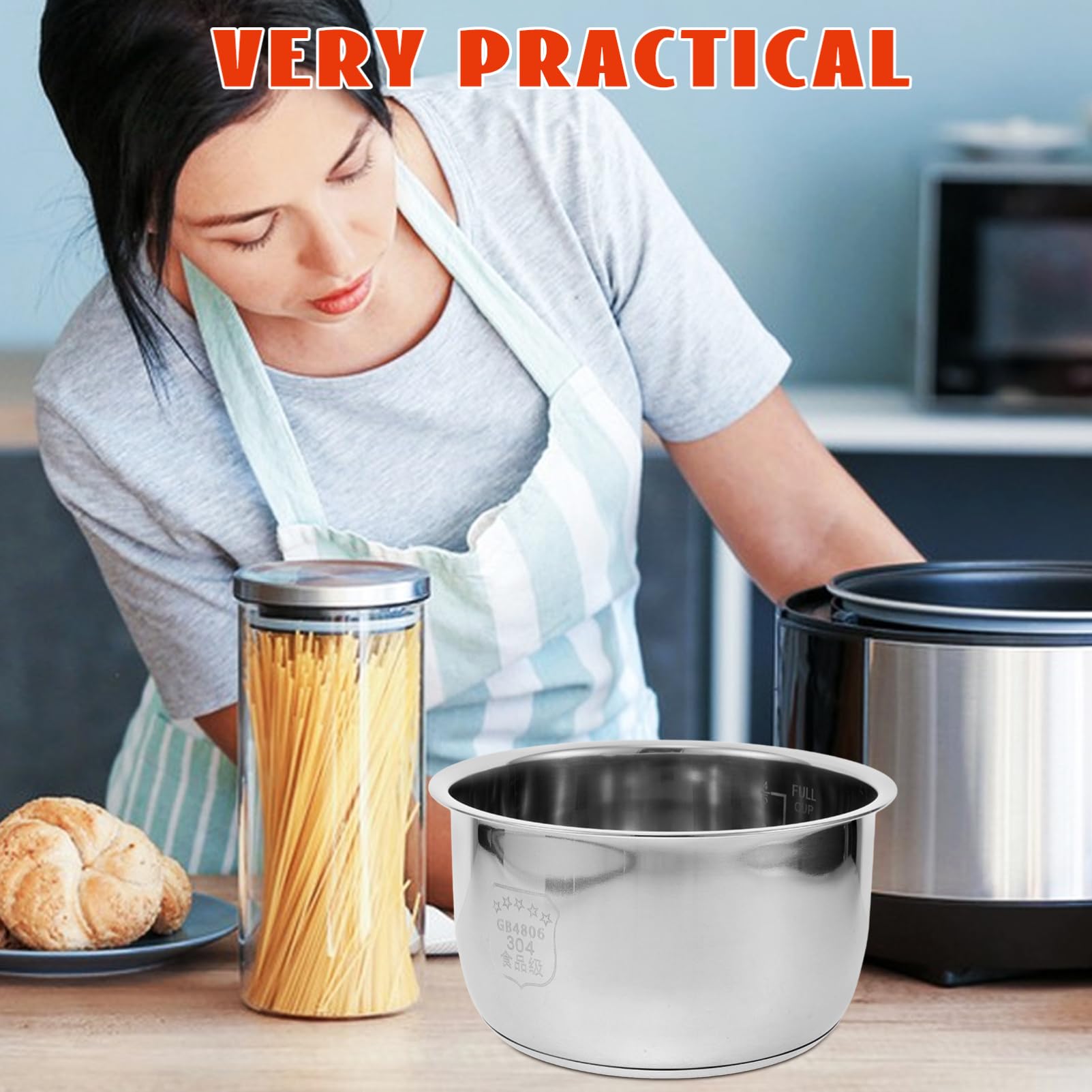 BESTonZON Repuesto Interior de Olla Arrocera de Acero Inoxidable de 3 L Revestimiento Antiadherente y Distribución Uniforme del Calor para Cocina Eléctrica