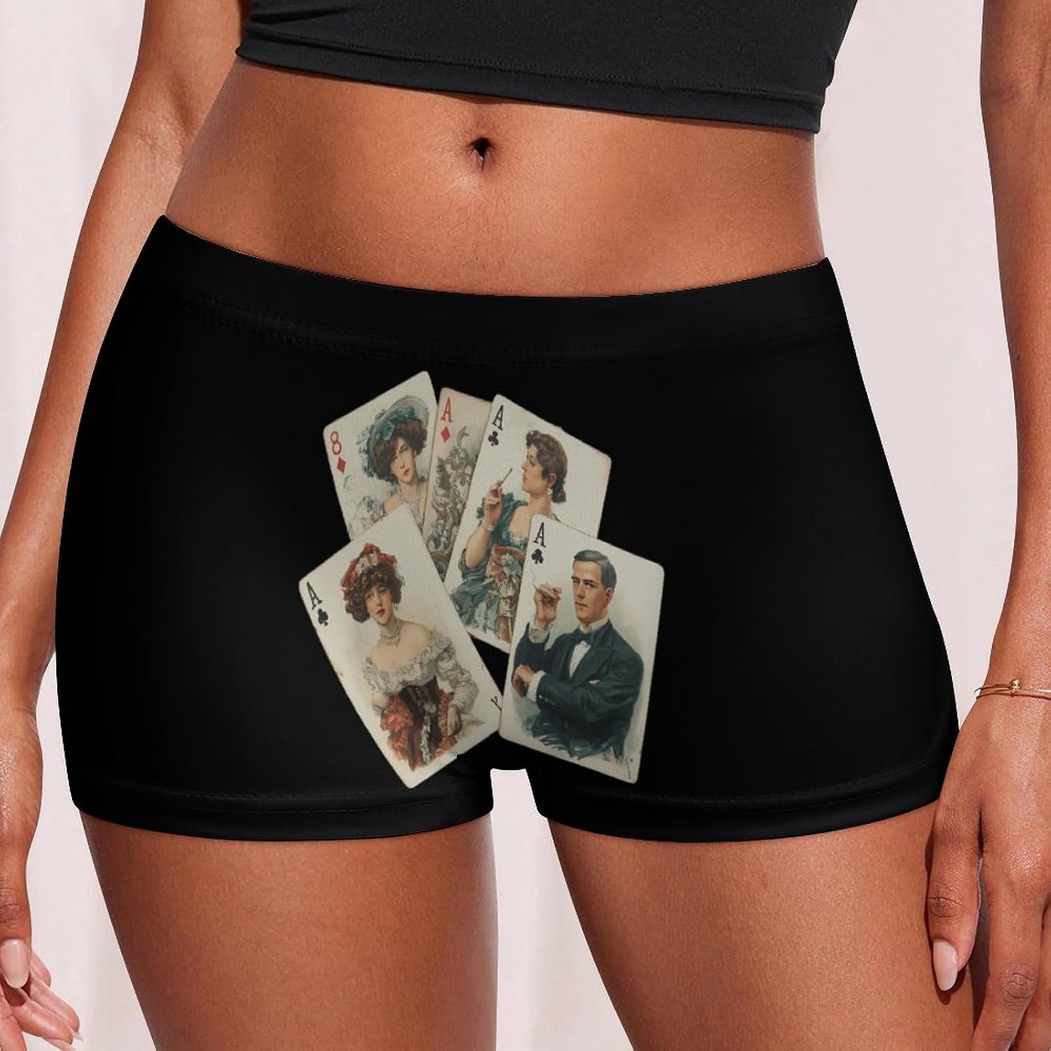 Vintage Poker Cards Funny Women's Boxer Briefs Breathable Underpants Trunks Stretch Underwear