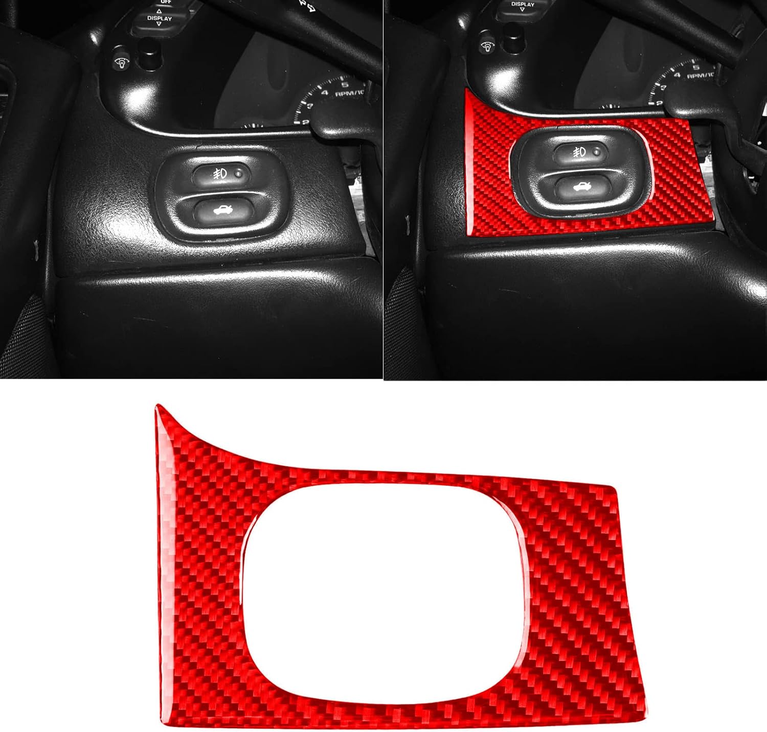 NVCNX Real Premium Carbon Fiber Car Door Sill Threshold Interior Trim Cover Compatible with Chevrolet Corvette C5 1998 1999 2000 2001 2002 2003 2004 Accessories Red