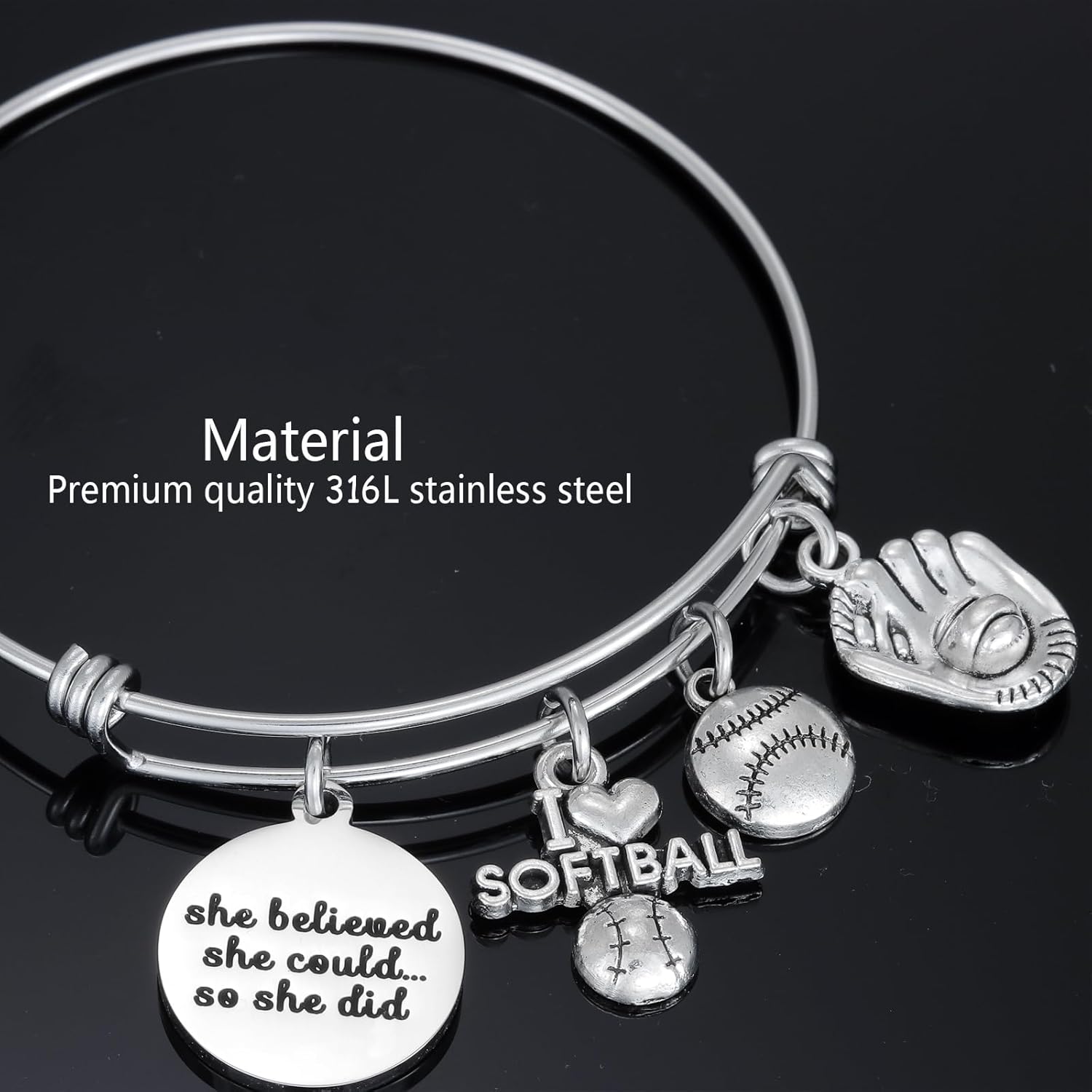 HUTIMY Softball Gift for Team Women Bracelet Best Inspiration Stuff Players Softball Bracelet - Image 2