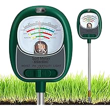 Soil Moisture Meter for Plants, 4-in-1 Soil Tester - pH/Fertility/Sunlight Meter, Large Dial, Indoor/Outdoor Plant Water Monitor, Garden Soil Test Kit for Lawn, Farm, Houseplants