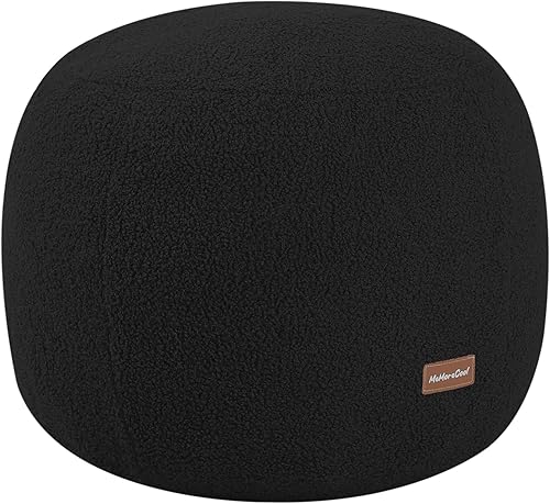 Miniatura 10 de MeMoreCool Puf otomano redondo – Reposapiés relleno de 20 x 20 x 15 pulgadas con relleno de espuma, reposapiés circular pequeño gris oscuro para