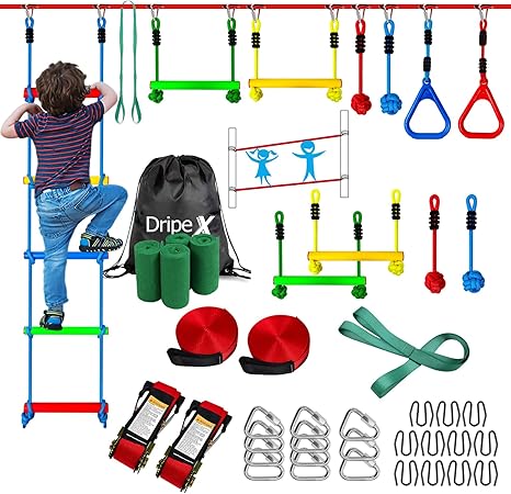 Dripex Ninja Warrior Obstacle Course: Backyard Adventure for Kids