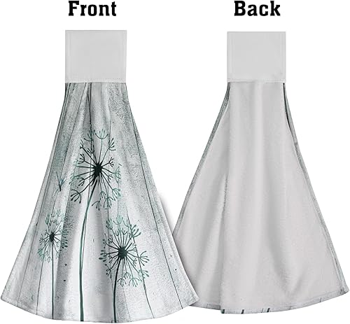 Miniatura 3 de Giwawa Juego de 2 toallas de mano colgantes de diente de león verde azulado con lazo, diseño de flores rústicas, suaves, de secado rápido, para