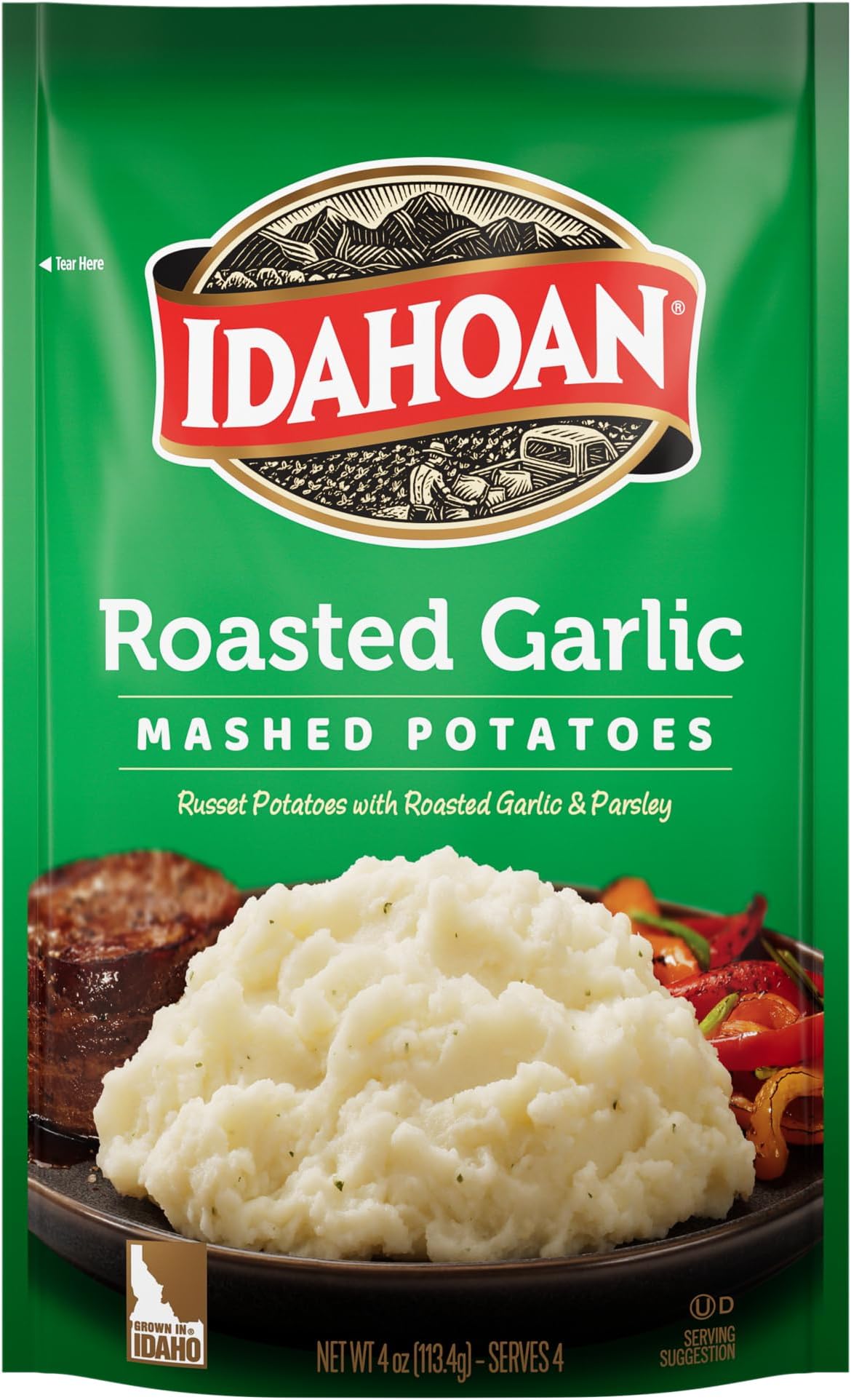Idahoan Mashed Potatoes, Roasted Garlic, 4 oz