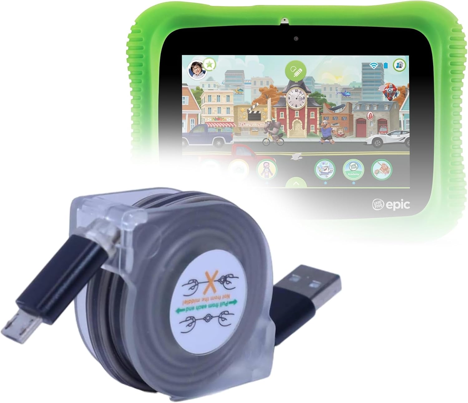 BoxWave Cable Compatible with Leapfrog LeapPad Epic Academy - miniSync, Retractable, Portable Sync Cable