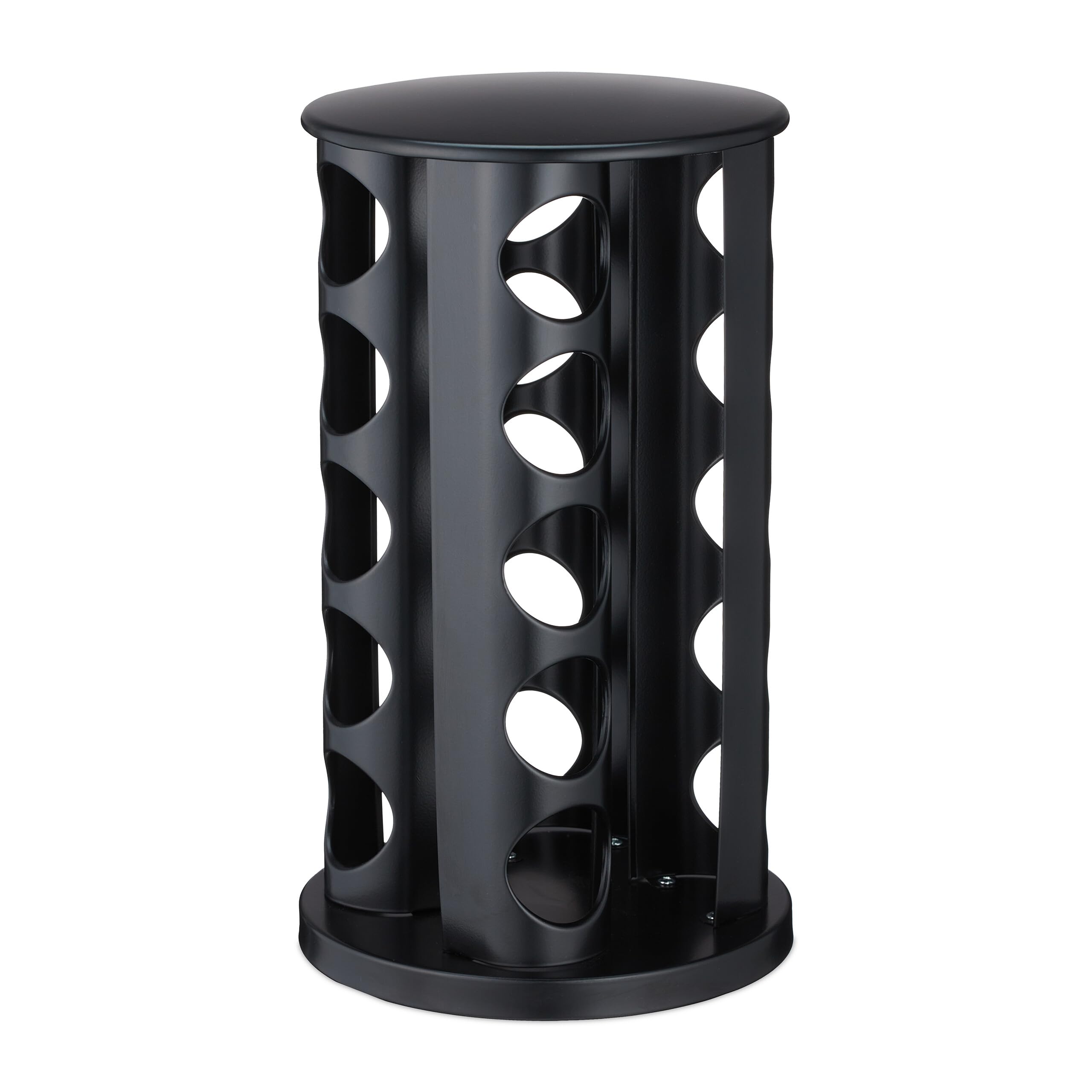 Relaxdays Portaspezie da Cucina, 20 Barattoli Spezie, 80 ml, Girevole a 360°, in Acciaio Inox e Vetro, 34,5x22 cm, Nero