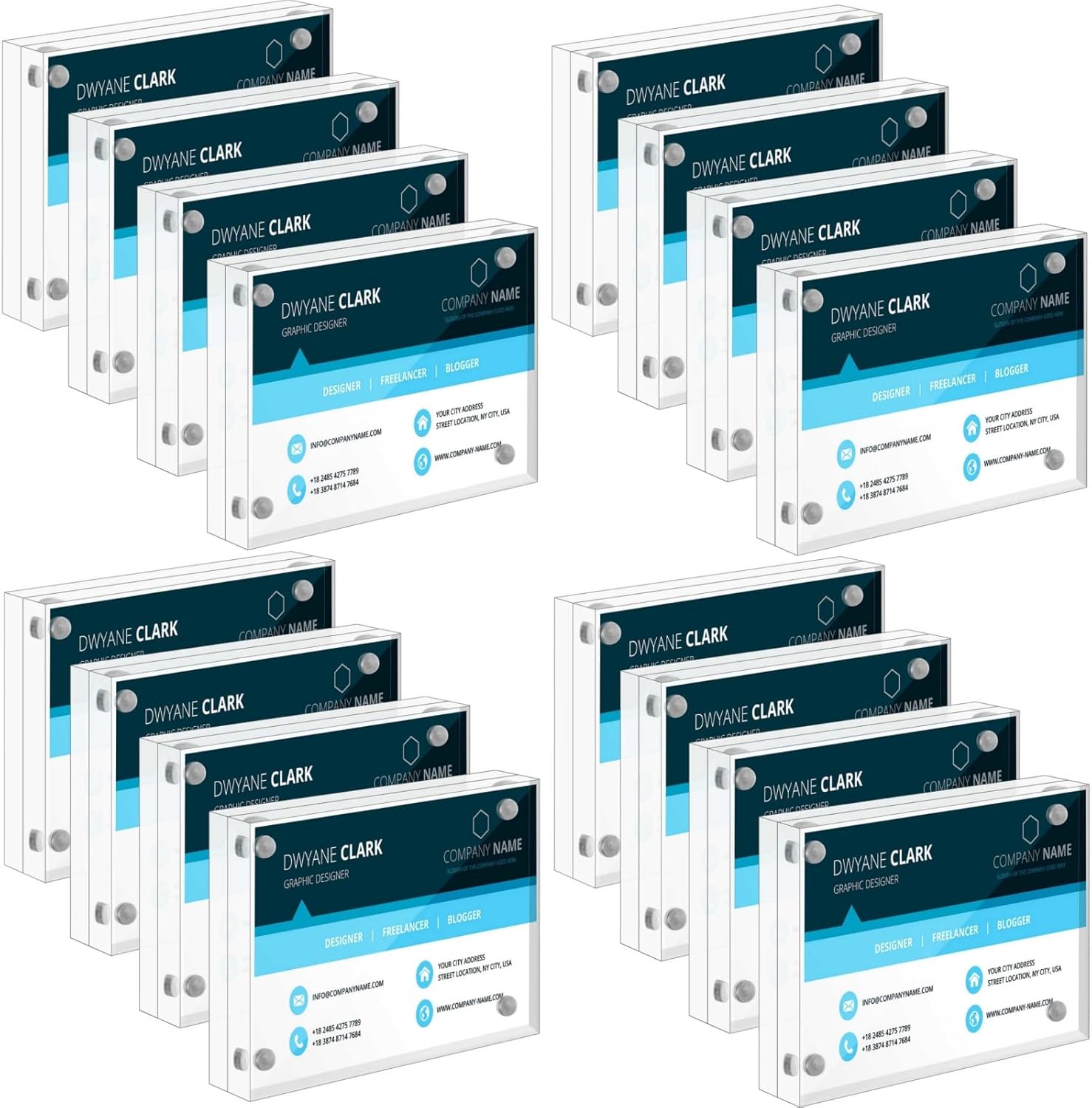 Kigley 16 Pcs 2.5 x 3.5 Inch Mini Acrylic Picture Frames, Clear Acrylic Photo Business Card Frame Desktop Display Double Sided Wallet Size Frame Freestanding Frames for Film Photos Cards Stamp