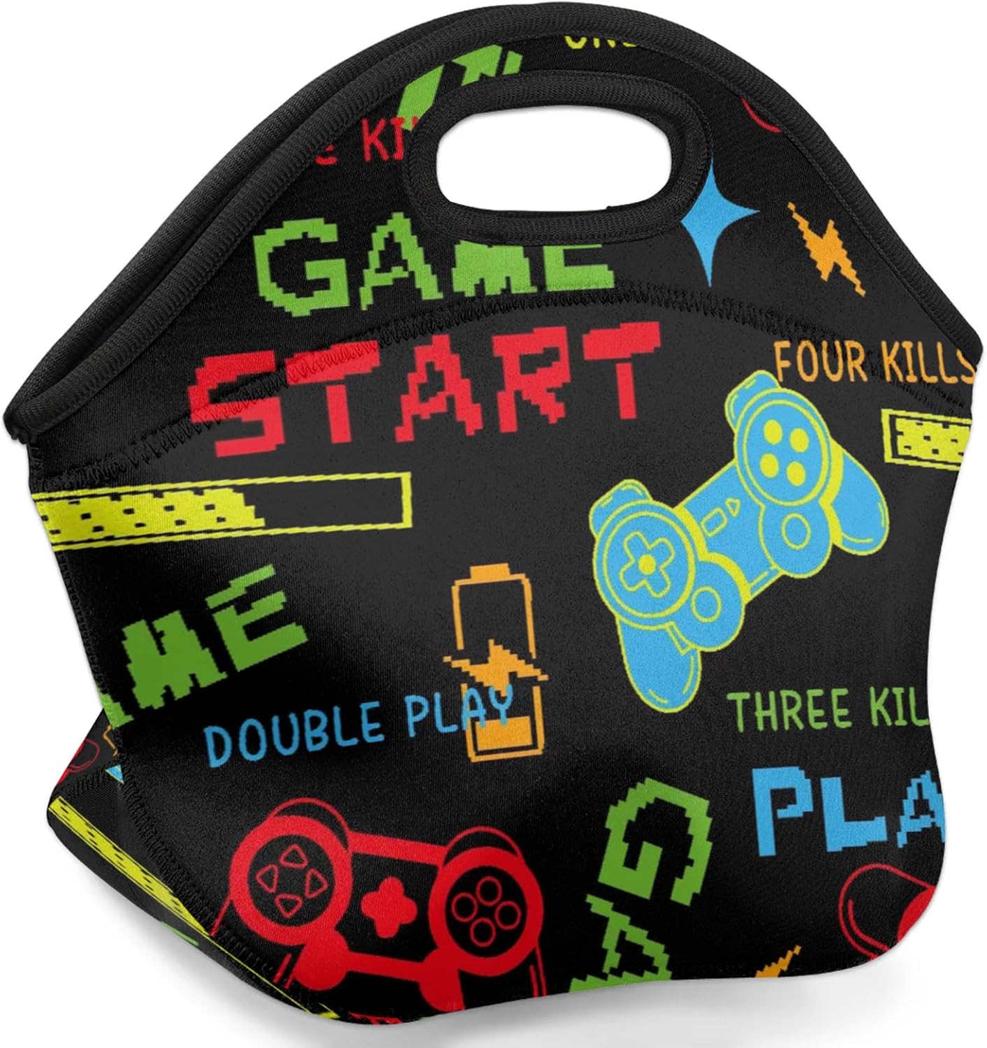 Boys Lunch Bags Neoprene Kids Lunch Box Game Theme Reusable Waterproof Lunch Tote Organizer for Work Outdoor Travel Camp Picnic image 2