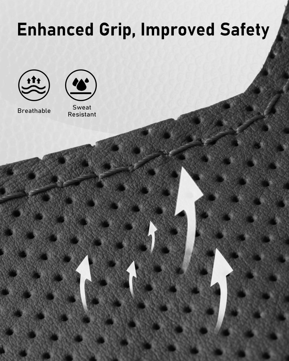 Belinous Leather Steering Wheel Cover Lace Up, Hand-Stitch on Wrap, Steering Wrap Compatible with Ford F-150 F250 King Ranch/Lariat/XL/XLT/Limited/Platinum/Police Responder 2015-2020 (Black)