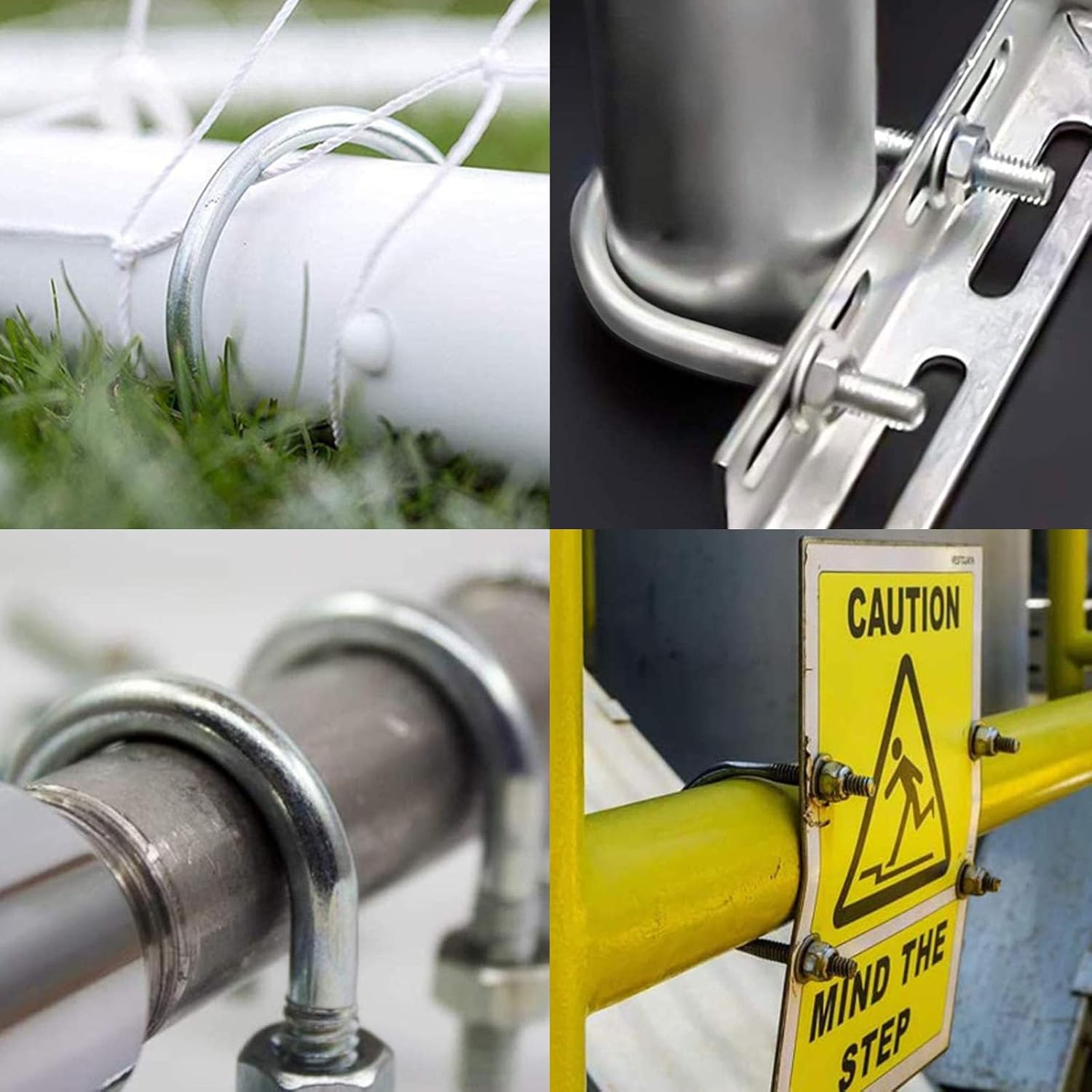 4 Sets M8 Round U Bolts, 25mm Inner Width 90mm Length Steel U Bolts with Nut, Plate for Attaching Pipe, Conduit, Cable, Tube, Brackets, Boat and Trailer