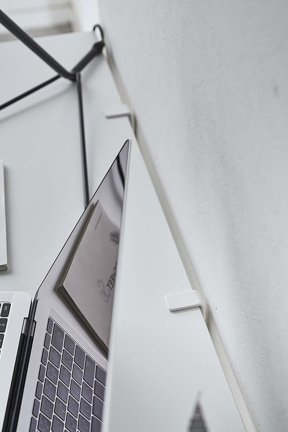 White Metal Under-Desk Cable and Router Storage Rack