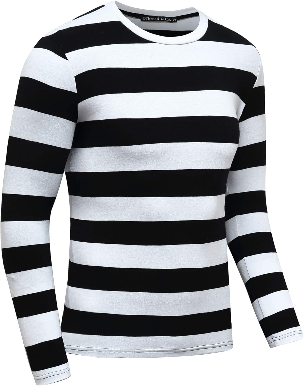 OThread & Co. Men's Long Sleeve Striped T-Shirt Basic Crew Neck Shirts - Image 3