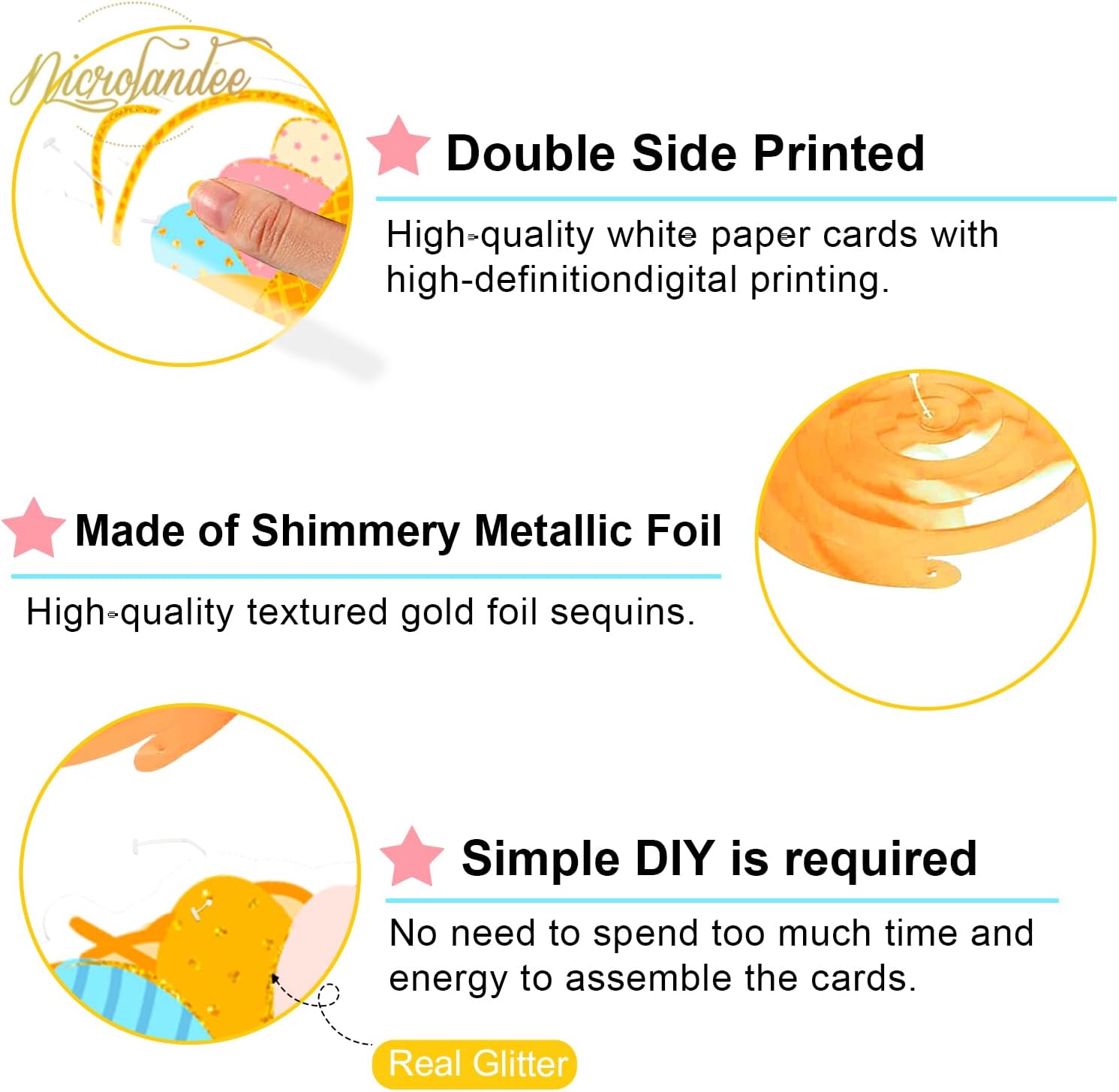 NICROLANDEE Easter Party Decorations - 30 PCS Easter Hanging Swirl Decorations, Easter Egg Bunny Foil Swirl Ceiling Decor for Home Office School Spring Easter Birthday Party