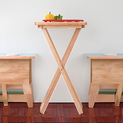 Miniatura 3 de Juego de mesa de aperitivos de nogal de 2 piezas mesas rectangulares plegables para aperitivos, bebidas, libros y más